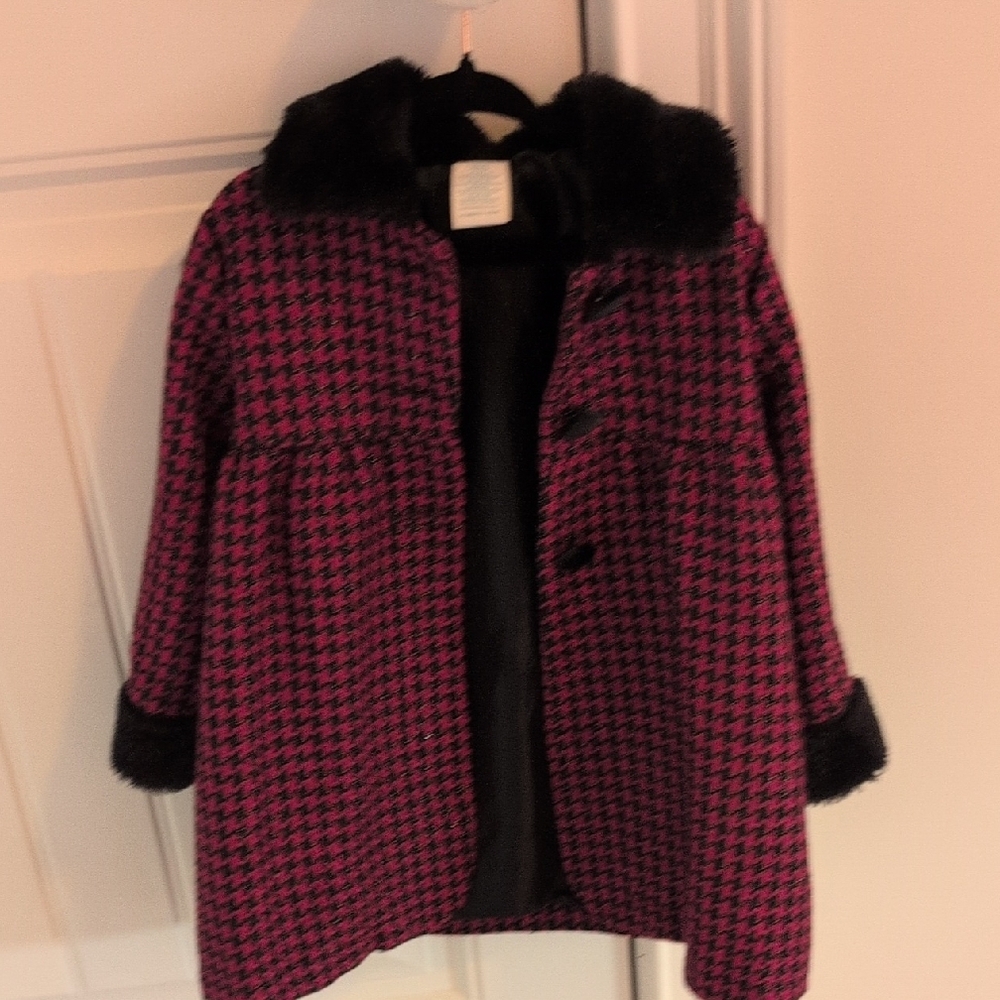 Wonderkids Pink and Black Pea Coat